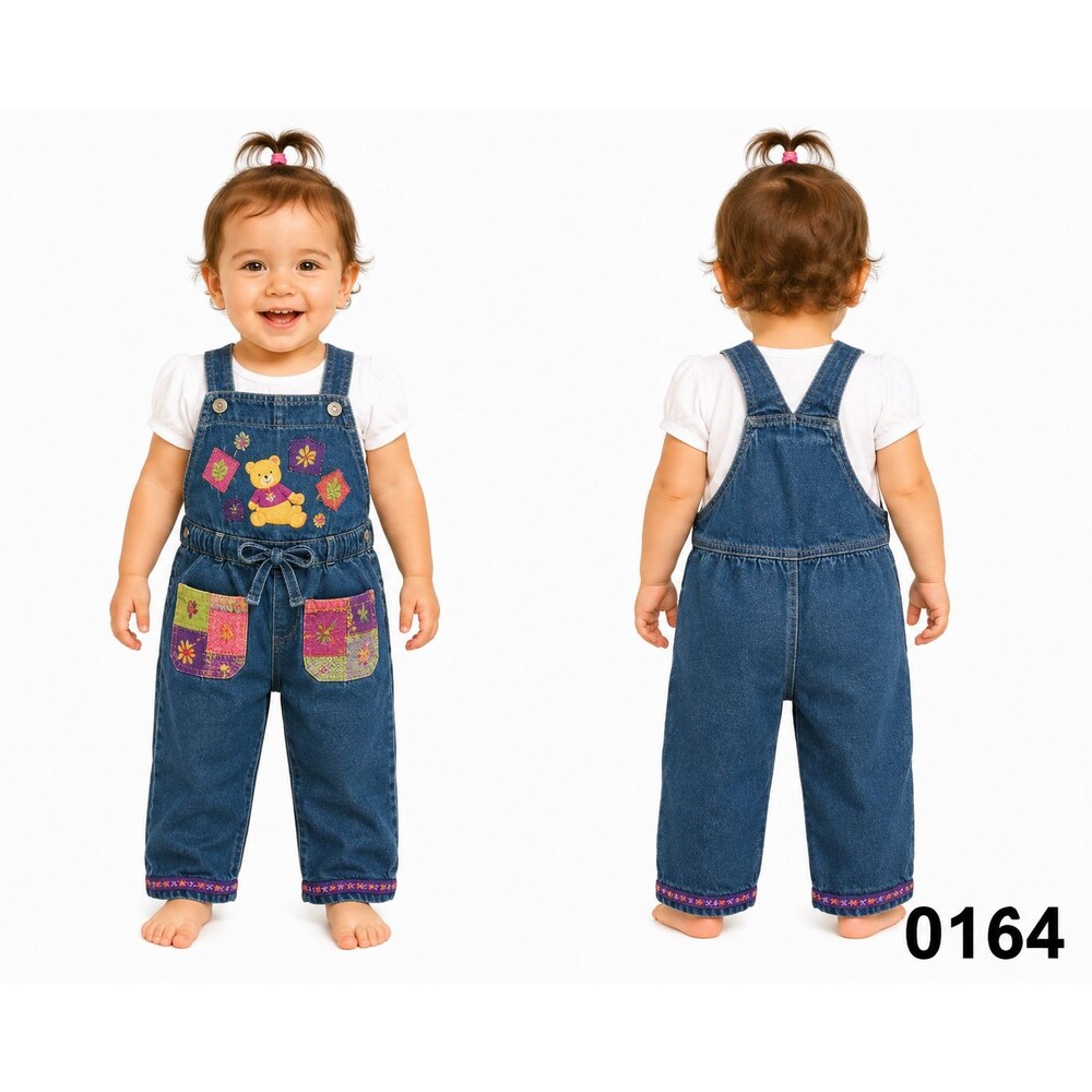Vintage Disney Winnie the Pooh Patchwork Denim Overalls - 18M - 0164